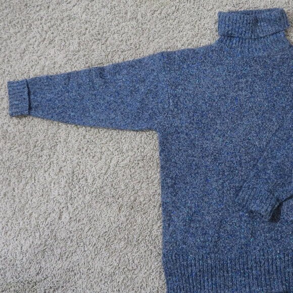 Express Tricot Pullover Sweater Men's Size M Wool Preppy Navy Marl Turtleneck - Picture 4 of 9